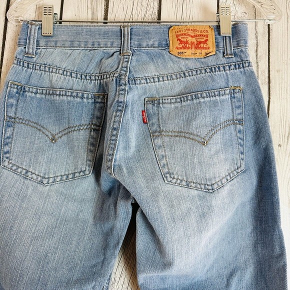 Womens Levis 505 Denim Light Wash Blue Jeans Red Tab Regular Fit Size 16 Slim - Picture 4 of 8